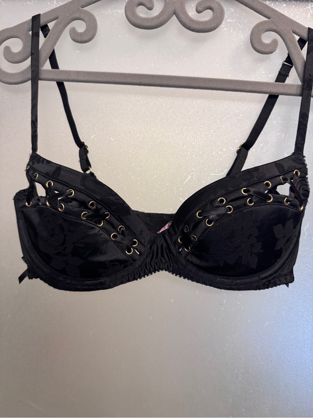 Agent Provocateur Zatannq Black Lace-Up Demi Bra 32Dand brief 4